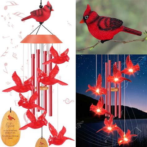 Amazon Cardinal Wind Chimes Solar Cardinal Bird Wind Chimes For