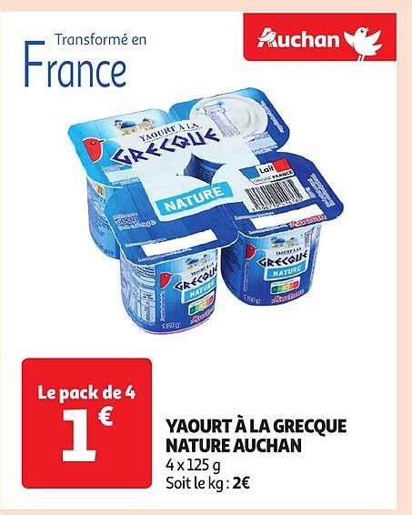 Promo Yaourt à La Grecque Nature Auchan chez Auchan iCatalogue fr