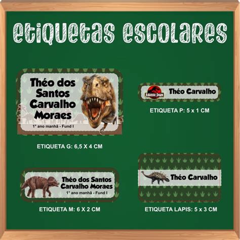 Kit G De Etiqueta Escolar 148 Unidades Dinossauro Jurassic