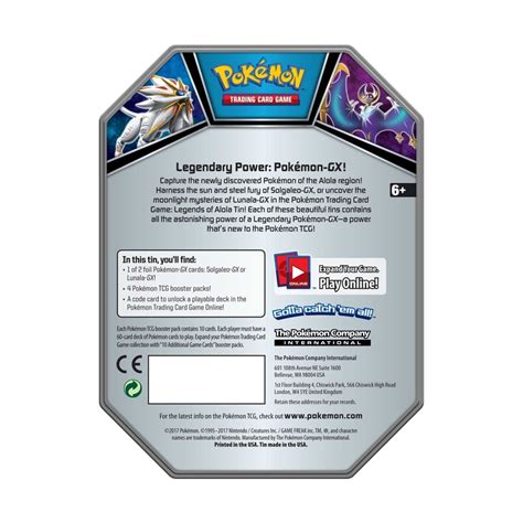 Pokémon TCG Legends of Alola Tin Solgaleo GX Pokémon Center