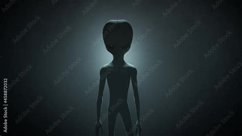 D Cgi Vfx Animation Of A Classic Roswell Style Grey Alien On A Dark