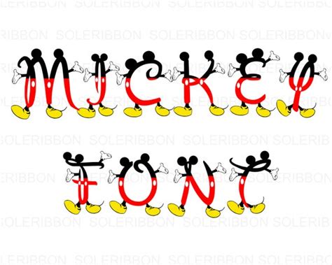 Mickey Alphabet Font Disney Svg Mickey Mouse Svg Disney Etsy