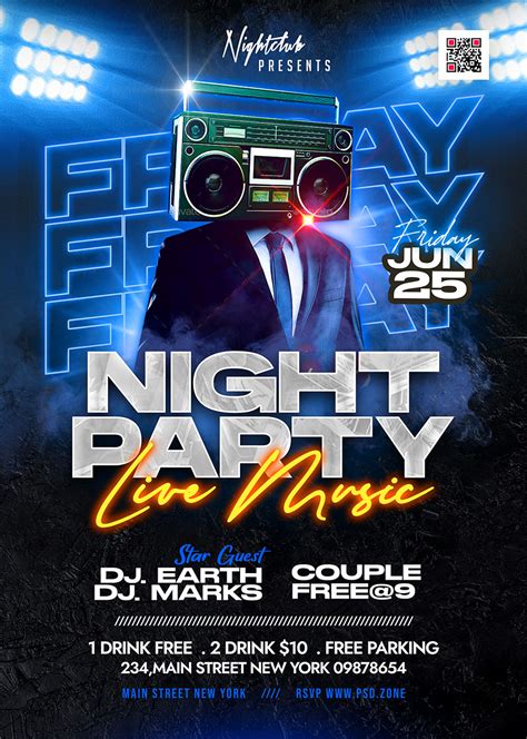 Friday Night Live Music Party Flyer Psd Psd Zone