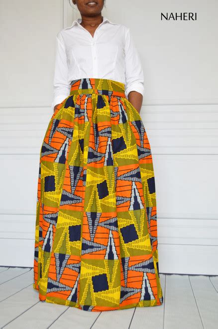 African Print Skirt Mimi Ankara Maxi Skirt Authentic Cotton Fabric Naheri