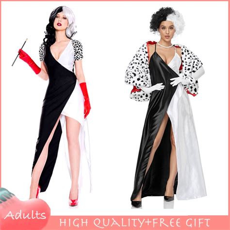 Fantasia De Halloween Cruella De Vil Cosplay Estilos Vestido Feminino