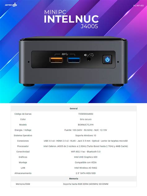 Mini Pc Intel Nuc Celeron J Ghz Ucff Negro Bareb N Intel
