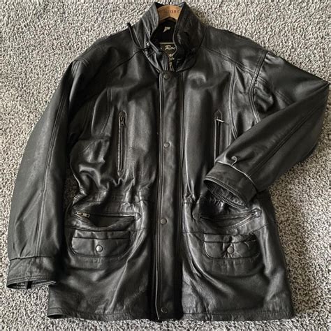 Rocky leathers vintage genuine leather trench coat... - Depop