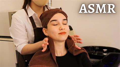 Asmr Shampoo Time And Scalp Treatment And Dry Head Spa Shoulder And Back Massage Youtube