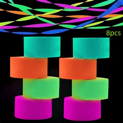 4 8 Rolls Glow In The Dark Streamers Blacklight Party Streamer Crepe