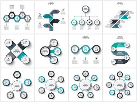 Éléments Abstraits Vectoriels Pour Infographie Avec 3 4 5 6 7 Et 8