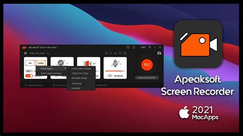 Apeaksoft Screen Recorder 2021 For Mac Interface Workspace Quick