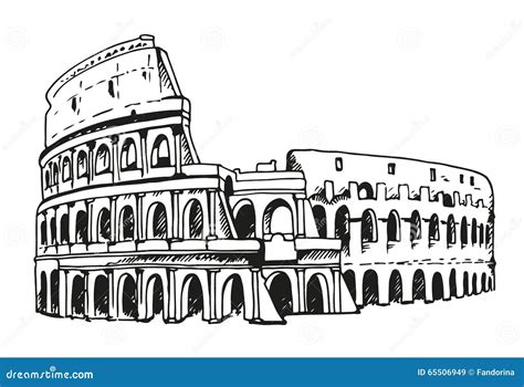 Dibujo Del Coliseo Ejemplo De Colosseum En Roma Italia Ilustración