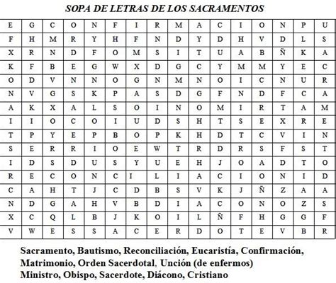 Educar con Jesús Sacramentos III Sopa de letras