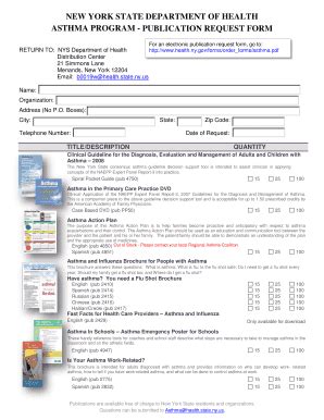 Fillable Online Health Ny Asthma Triggers Order Form New York State