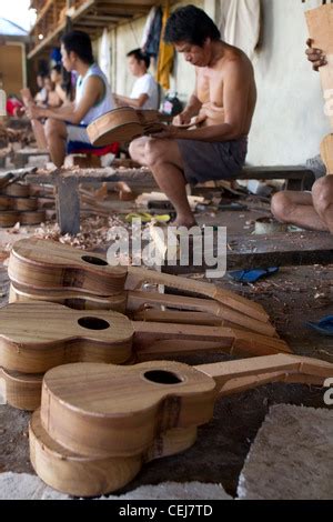 Traditional Guitar Makers Lapu Lapu Mactan Cebu Philippines Stock Photo