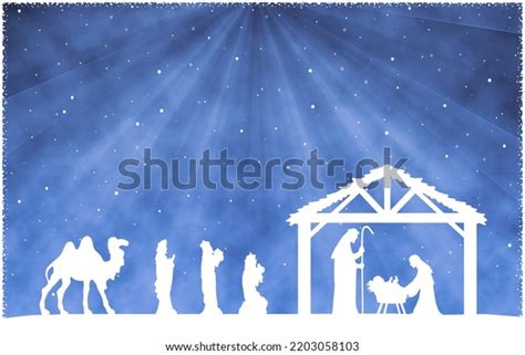 Christmas Nativity Scene Three Wise Men Stock Illustration 2203058103 | Shutterstock