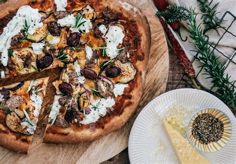 Street Food At Home Lamb Souvlaki Pizza With Tzatziki Yoghurt