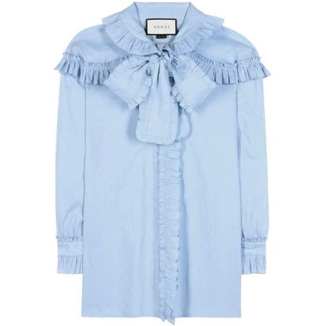 Gucci Ruffled Cotton Blouse 8 680 Cny Liked On Polyvore Featuring