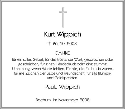 Traueranzeigen Von Kurt Wippich Trauer In Nrw De