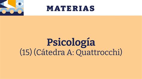 Psicología 15 Cátedra Quattrocchi Presentación de la materia