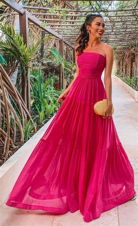 Vestido Longo Pink Para Casamento Diurno Dresses Party Long Pink