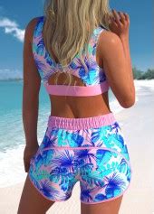 Patchwork High Waisted Floral Print Pink Bikini Set Modlily USD