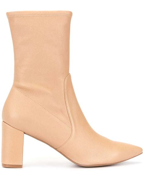 Bottes Mi Mollet En Cuir Marron Clair Stuart Weitzman Farfetch