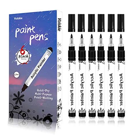 Black Paint Pens 6 Packs 0 7mm Acrylic Permanent Marker Water Based Extra Fine For Sale Online