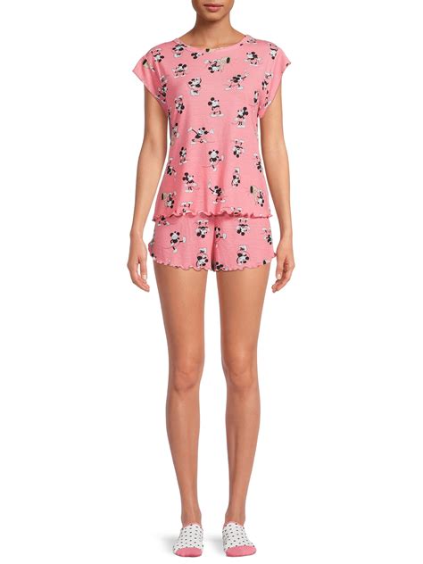 Disney Women S And Women S Plus Mickey Mouse Top And Shorts Pajama Set