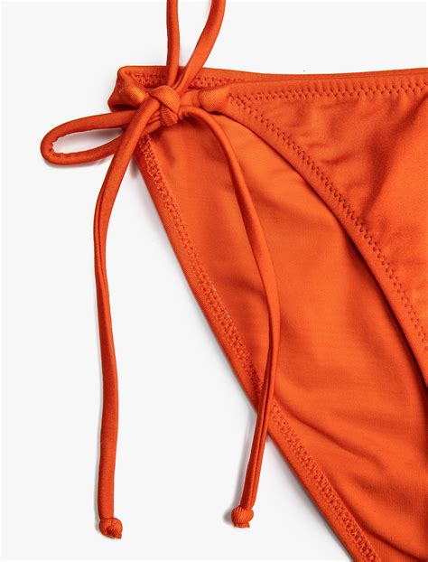 Turuncu Kad N Basic Bikini Alt Yanlar Ba Lama Detayl Sak Bm Koton
