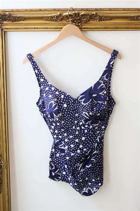 S Blue Floral Bathing Suit Vintage Swimsuit Pin Up Etsy Canada