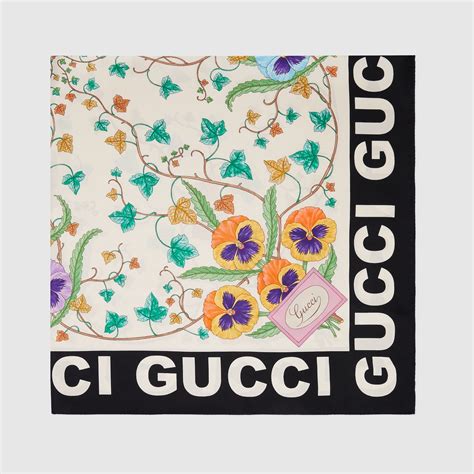 Foulard In Seta Con Stampa Floreale In Avorio Gucci Italia