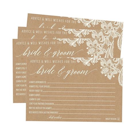 50 4x6 Kraft Rustic Wedding Advice And Well Wishes For The Bride And