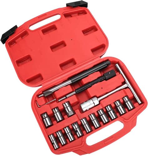 17pcs Seat Cutter Set Diesel Injector Seat Cutter Cleaner Tool Flat Reamer Repair