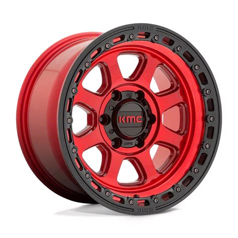 Kmc Jeep Wrangler Chase Candy Red With Black Lip Wheel 17x9 0mm