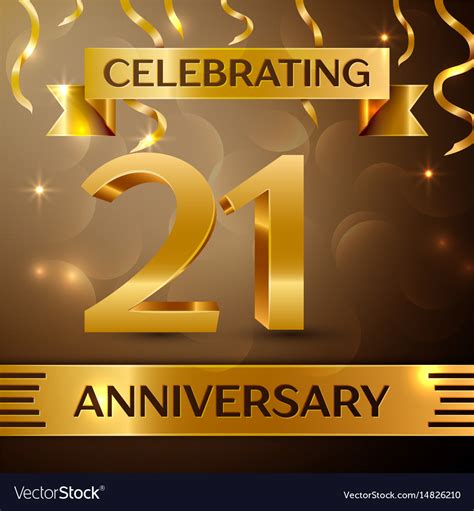 Twenty One Years Anniversary Celebration Design Vector Image