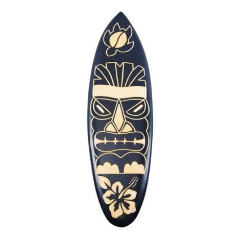 D Coration Murale Planche De Surf En Bois Motif Tiki Noir Blanc