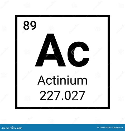 Actinium Vector Periodic Table Chemical Element Atom Icon Sign Stock