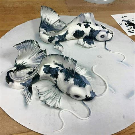 Beautiful Koi Art Fish Art Sculpture Clay