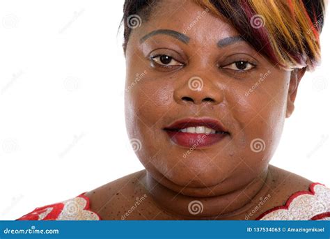 Close Up Of Happy Fat Black African Woman Smiling Stock Image Image