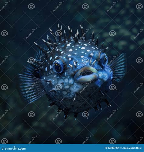 Puffer Fish With Spikes And Spots In The Ocean Stock Illustration