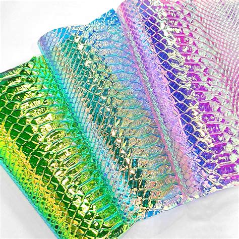 Tissu En Pvc Gaufr Crocodile Arc En Ciel Laser Holographique Iris