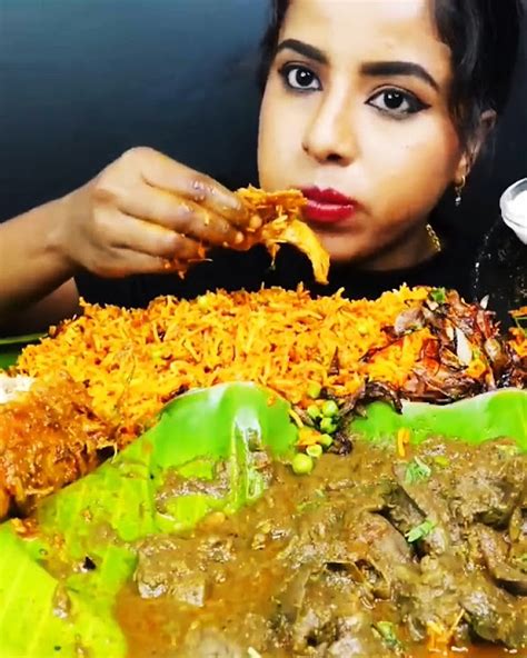 Asmr Eating Spicy Mutton Curry Chicken Biryani Liver Curry Rice Egg