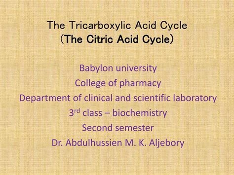 The Tricarboxylic Acid Cycle PPT