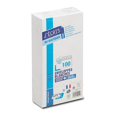 GPV Paquet de 100 enveloppes blanches DL 110x220 75 g m² bande de