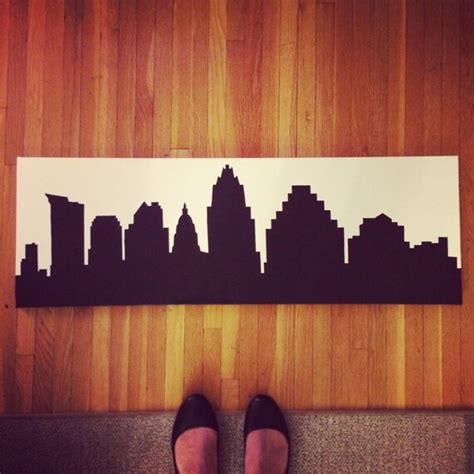 Items similar to Austin, TX Skyline Silhouette Painting, 12" x 36 ...