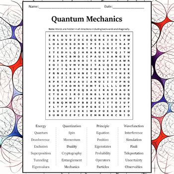 Quantum Mechanics Word Search Puzzle Worksheet Activity By Word Search