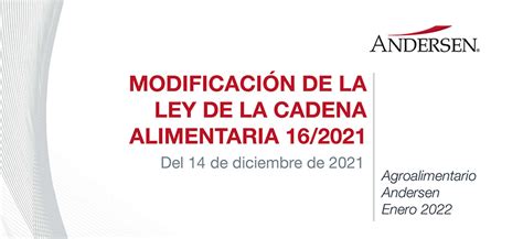 Modificación De La Ley De La Cadena Alimentaria Andersen In Spain