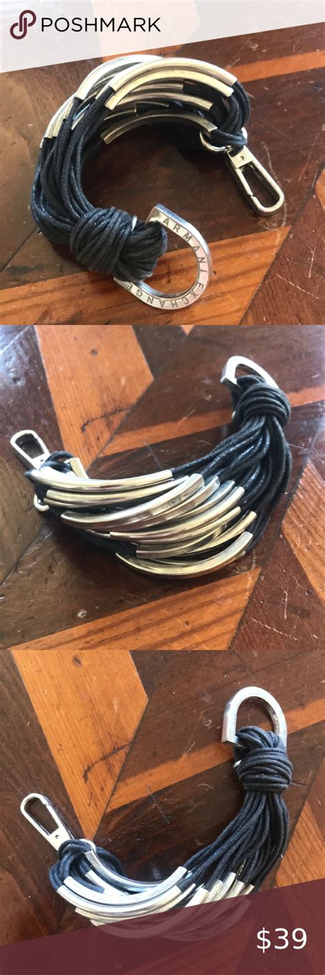 Armani Exchange Bracelet Cuff Cotton Corde Leather Bracelet Jewelry