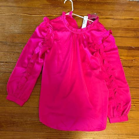 J Crew Tops Nwt Jcrew Hot Pink Ruffle Top Poshmark